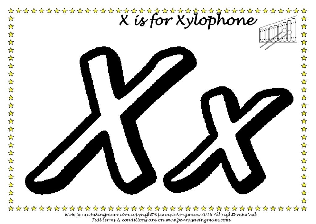 letter x colouring in sheet